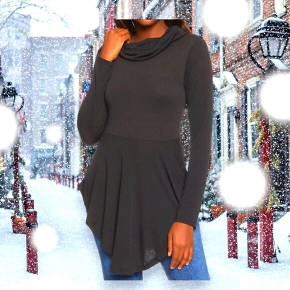 Rouge Cowl Neck Peplum Plus Size Top - Picture 1 of 6